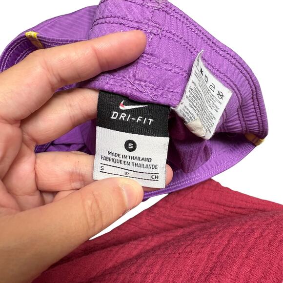 Nike Dri-Fit Purple Yellow Racerstripe Drawstring Athletic Activewear Small - Picture 5 of 10